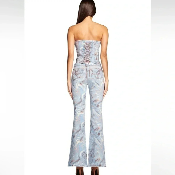 I.AM.GIA Calee Pant Flare Wide Leg High Waisted Jeans Printed Size S - Picture 3 of 11